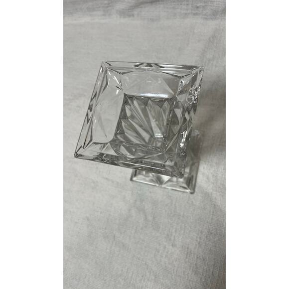 Vintage 7” Quad Prism Square Crystal Pedestal Pillar Vase Candle Holder - Picture 4 of 4
